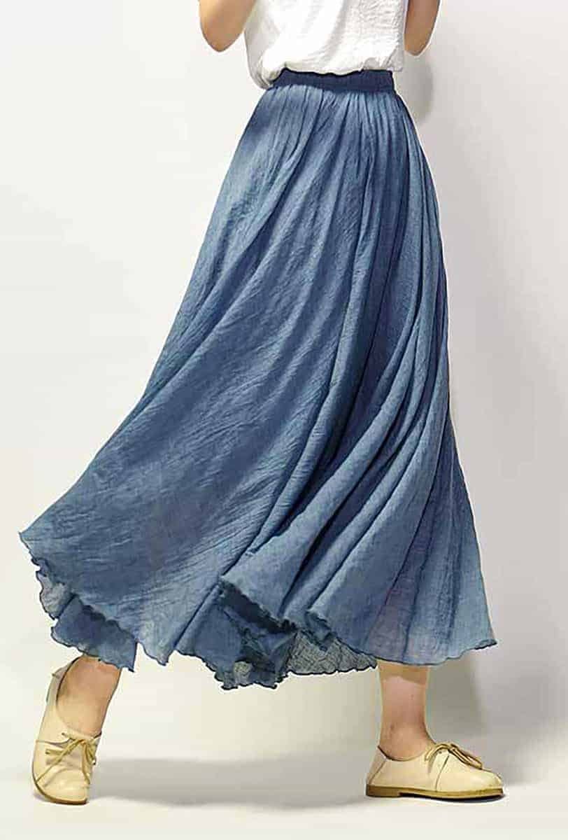 jupe longue bleu